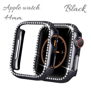 アップルウォッチ(Apple Watch)の黒　AppleWatch カバー ケース 44 キラキラ  アップルウォッチ(モバイルケース/カバー)