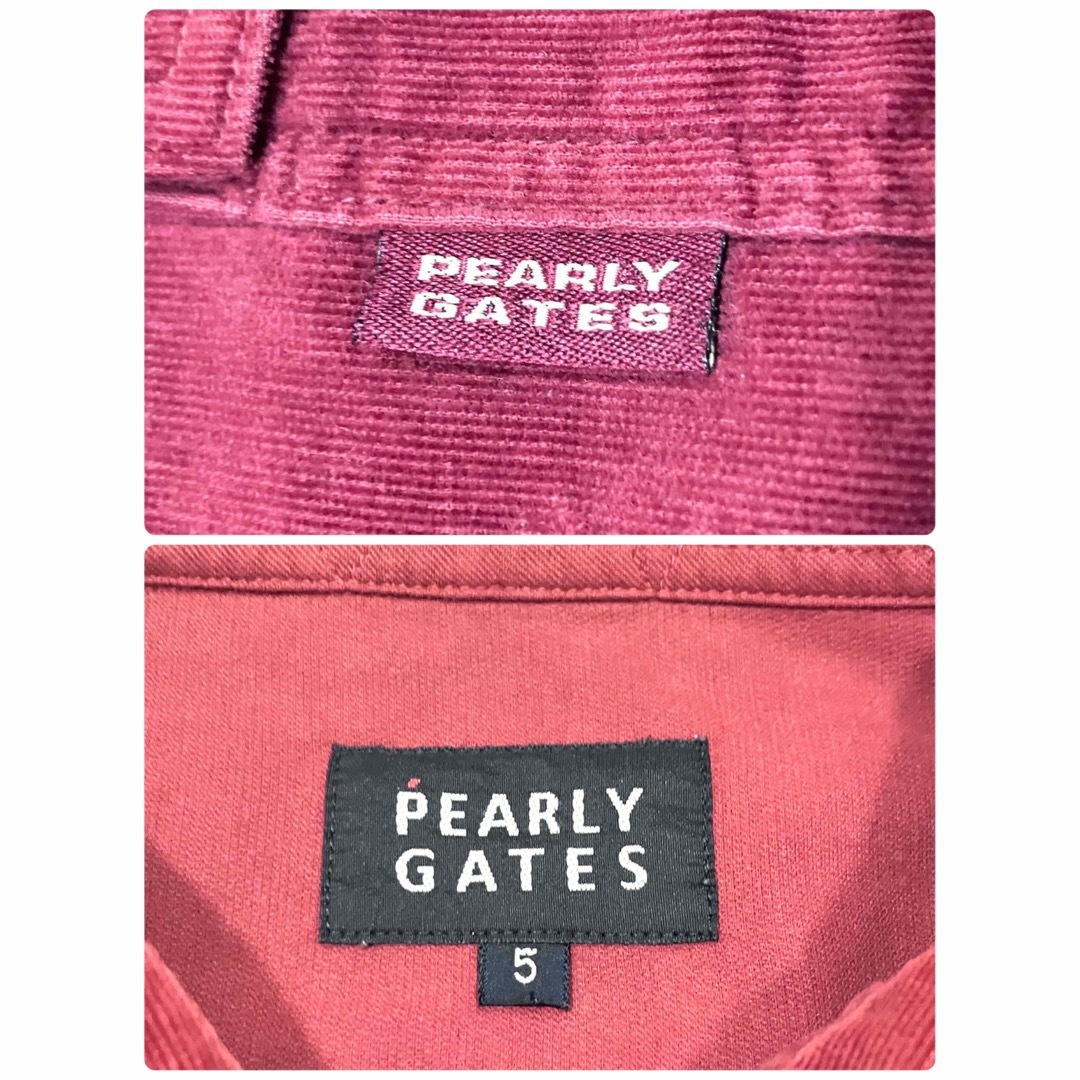 PEARLY GATES(パーリーゲイツ)のPEARLY GATES パーリーゲイツ　コーディロイ長袖シャツ　レッドサイズ5 スポーツ/アウトドアのゴルフ(ウエア)の商品写真