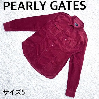 パーリーゲイツ(PEARLY GATES)のPEARLY GATES パーリーゲイツ　コーディロイ長袖シャツ　レッドサイズ5(ウエア)