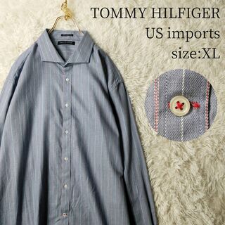トミーヒルフィガー(TOMMY HILFIGER)のUS輸入古着 TOMMY HILFIGER カジュアルシャツ ストライプ柄 XL(シャツ)