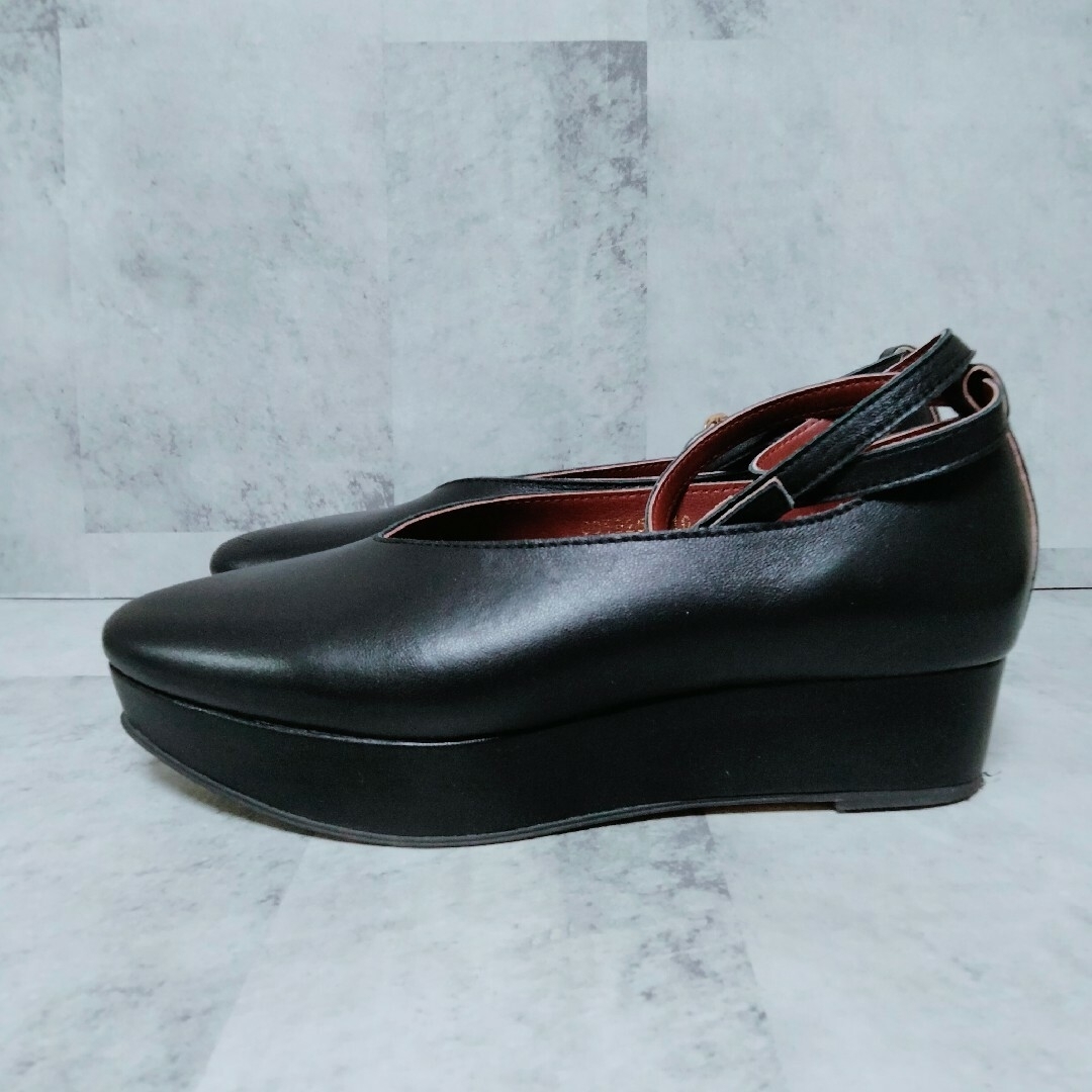 ROSE BUD(ローズバッド)のpiu comoda 厚底 パンプス 37 ストラップ レザー ブラック レディースの靴/シューズ(ハイヒール/パンプス)の商品写真