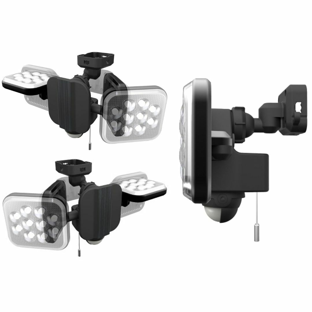 ライト/ランタンムサシ RITEX フリーアーム式LEDセンサーライト(12W×2灯) 「コンセ