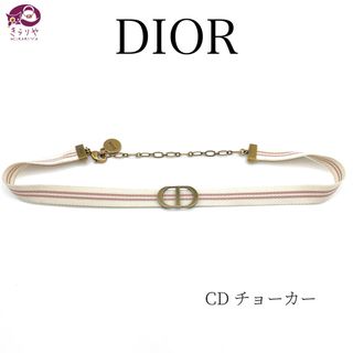 ディオール(Dior)のDIOR ディオール CD チョーカー ホワイト × ピンク ゴールドメタル(ネックレス)