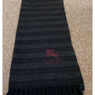 バーバリーブラックレーベル(BURBERRY BLACK LABEL)の美品 バーバリー ブラックレーベル カシミヤ マフラー ストール 刺繍ロゴ(マフラー)