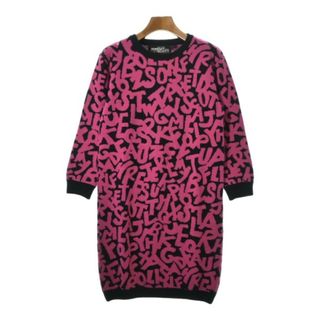 ジェレミースコット(JEREMY SCOTT)のJeremy Scott ジェレミースコット ワンピース M ピンクx黒(総柄) 【古着】【中古】(ひざ丈ワンピース)