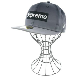 Supreme キャップ 60.6 グレーx黒xシルバー(チェック)