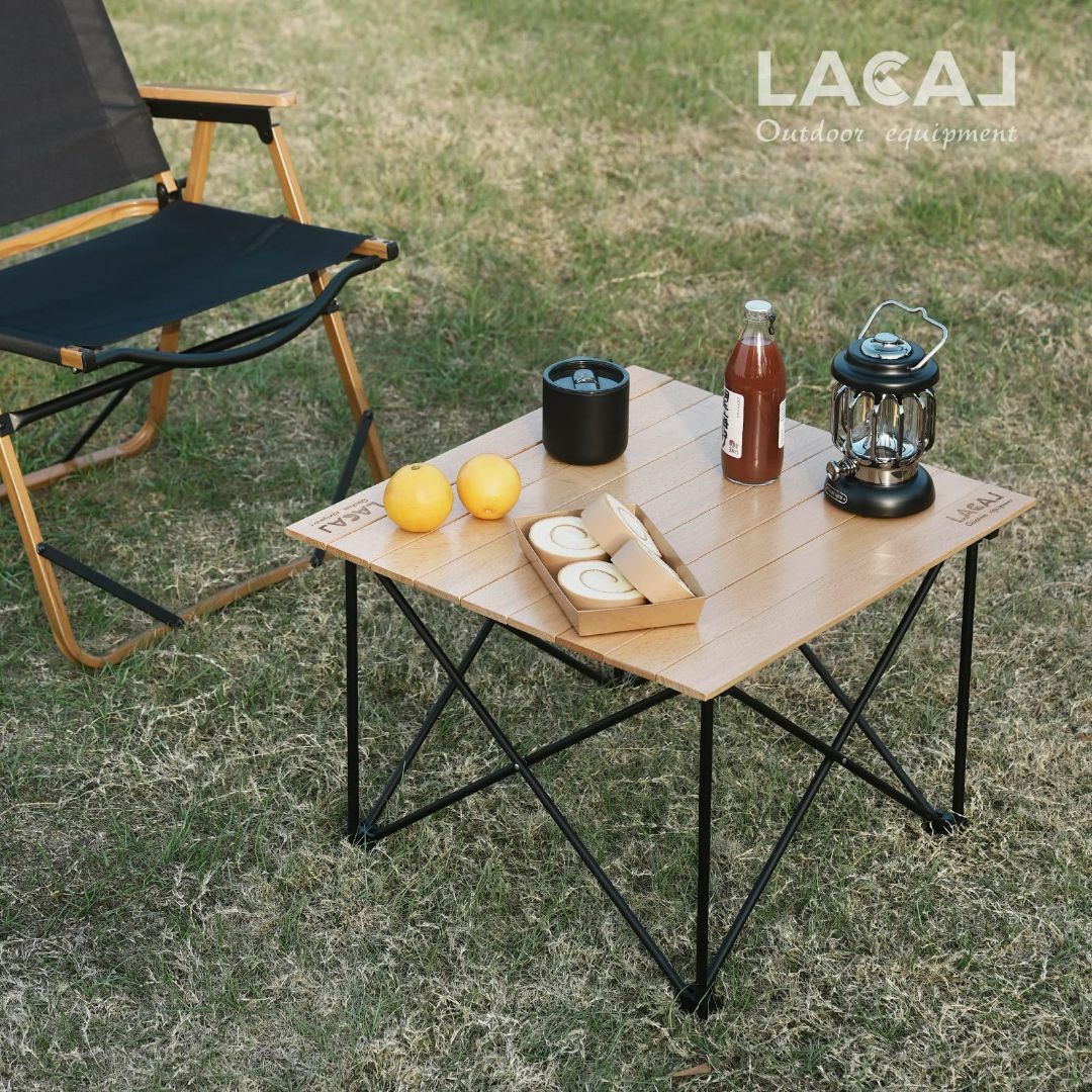 LACAL アウトドア テーブル キャンプ ロール式 収束式 スチール 軽量 収
