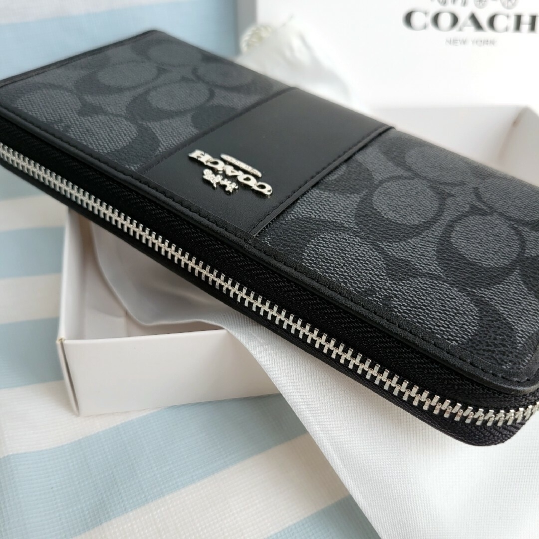 【新品未使用】COACH コーチ 長財布 シグネチャー 定番 人気 レザー 兼用