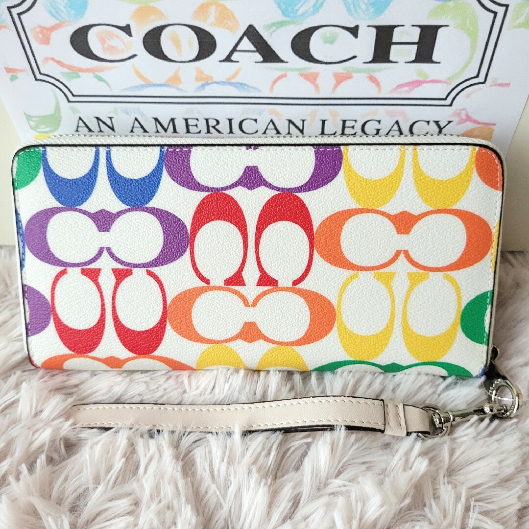 新品 コーチ COACH 長財布(ラウンドファスナー) フォン ウォレット ホワイト 白 マルチ15cm本体重量