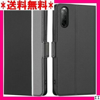 SN5 ソニー xperia10V ケース 手帳型 薄型 + ブラック 56(モバイルケース/カバー)