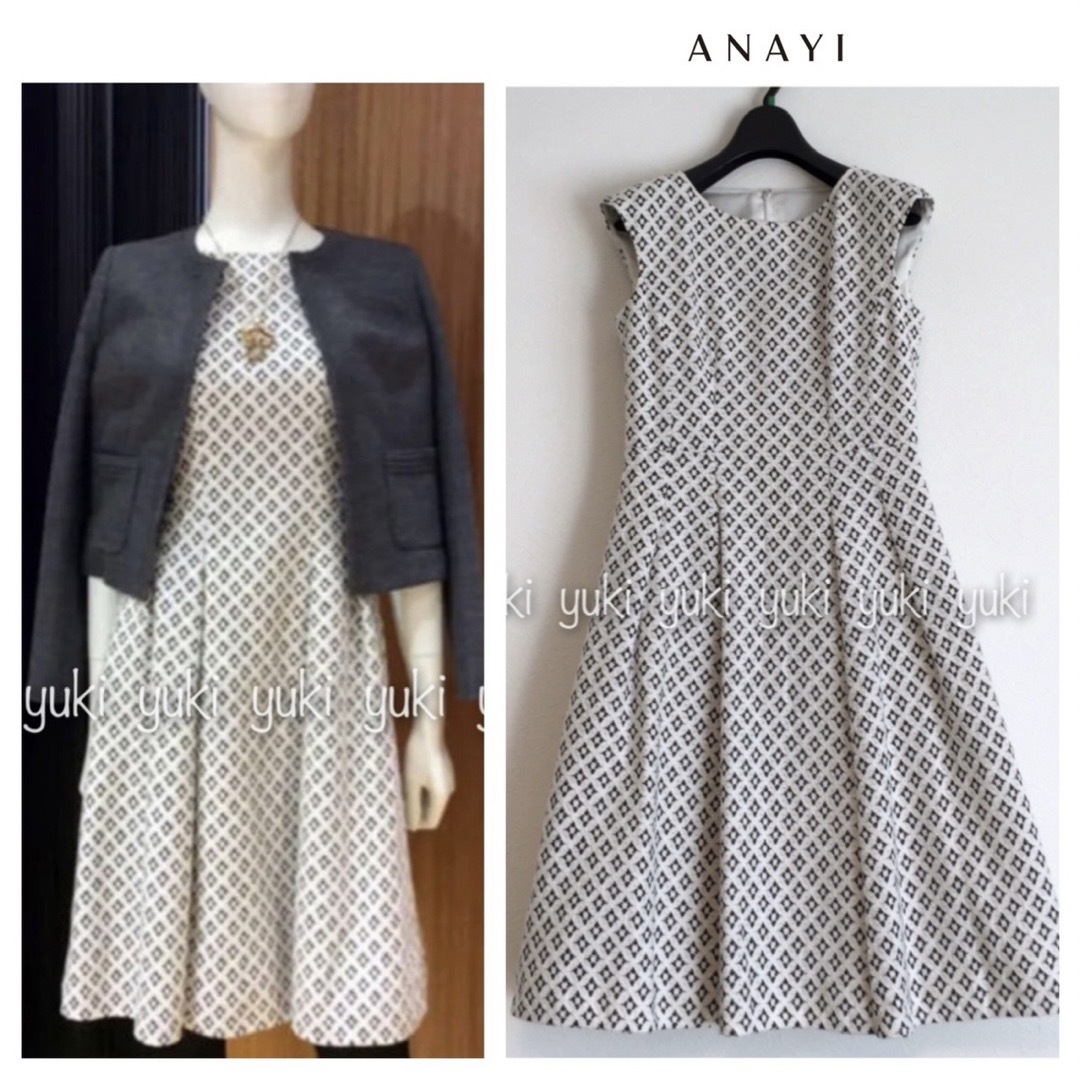 ANAYI(アナイ)のANAYI モノトーン起毛レース タックワンピース レディースのワンピース(ひざ丈ワンピース)の商品写真