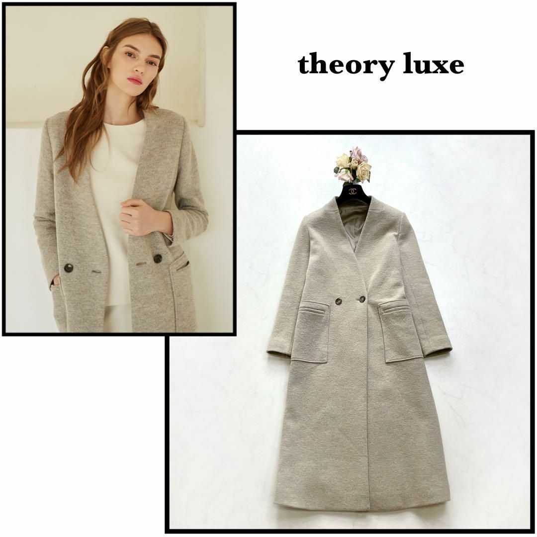 【theory luex】定価10万＊ロングツイードコート　ノーカラー　38 | フリマアプリ ラクマ