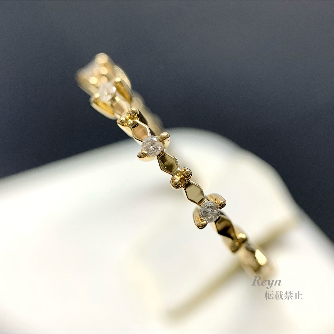 k18宝石[新品仕上済] アガット k18 ダイヤモンド 0.05ct リング