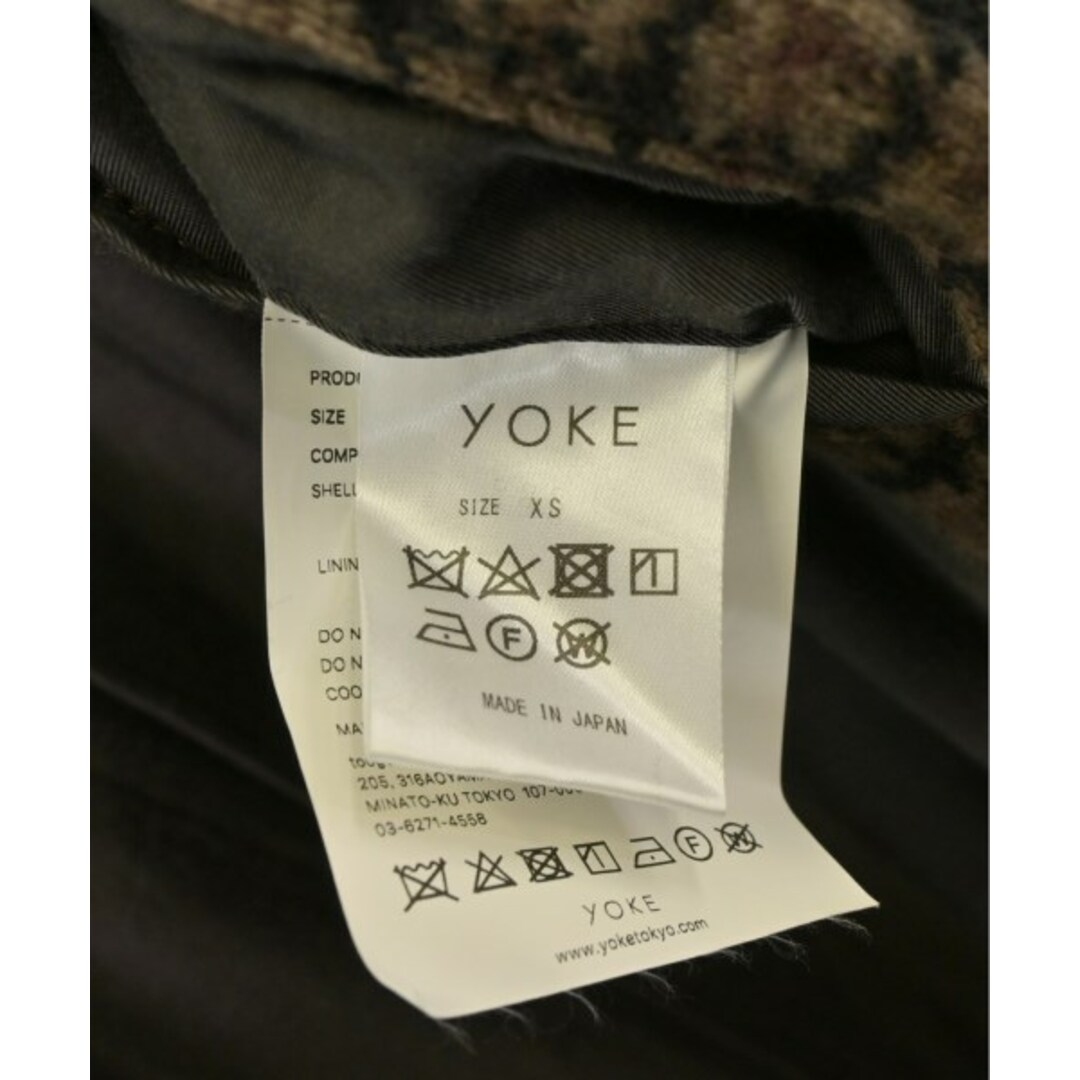 YOKE(ヨーク)のYOKE ヨーク ステンカラーコート XS 茶x黒(総柄) 【古着】【中古】 メンズのジャケット/アウター(ステンカラーコート)の商品写真