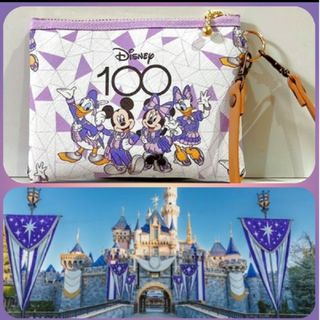 ディズニー(Disney)のウォルトディズニー100周年💜ストラップ付きポーチ　WDW ミッキーフレンズ(ポーチ)