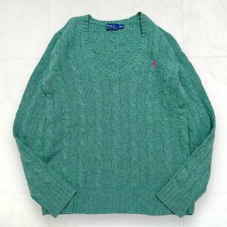 美品　ポロ　ラルフローレン　ニット　羊毛　カシミヤ　ケーブル　緑　人気　完売