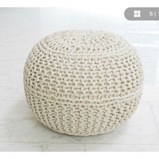 イケア(IKEA)のJasleen Overseas♡ニットプフ　ハンドメイド　モロッコ　プーフ(クッション)