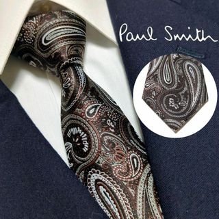 Paul Smith ポールスミス ペイズリー 総柄 シルク ネクタイ 280061 552MJ ネイビー 紺 日本製 ブランド フォーマル ビジネス オフィス カジュアル【メンズ】【美品】