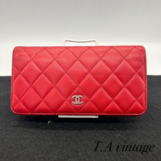 シャネル CHANEL❣️エナメル×ラムスキン❣️レッド✨長財布