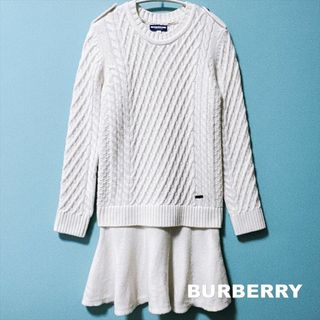 バーバリーブルーレーベル(BURBERRY BLUE LABEL)の【BURBERRY】バーバリー ブランドタブ ケーブル ドッキング ロングニット(ニット/セーター)