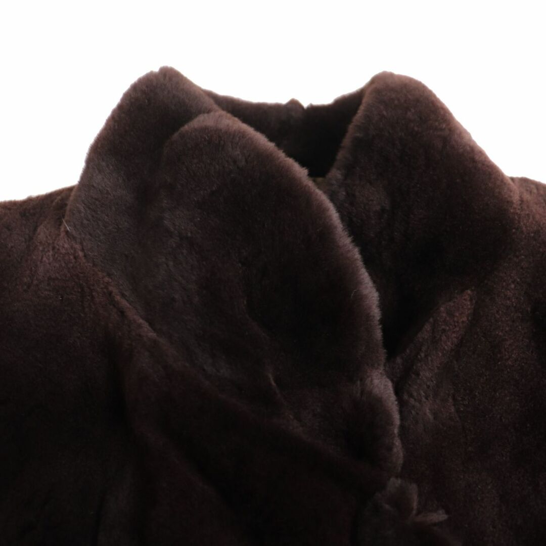 極美品▼SAGA MINK サガシェアードミンク 裏地総柄 本毛皮デザインコート ダークブラウン F 毛質柔らか◎