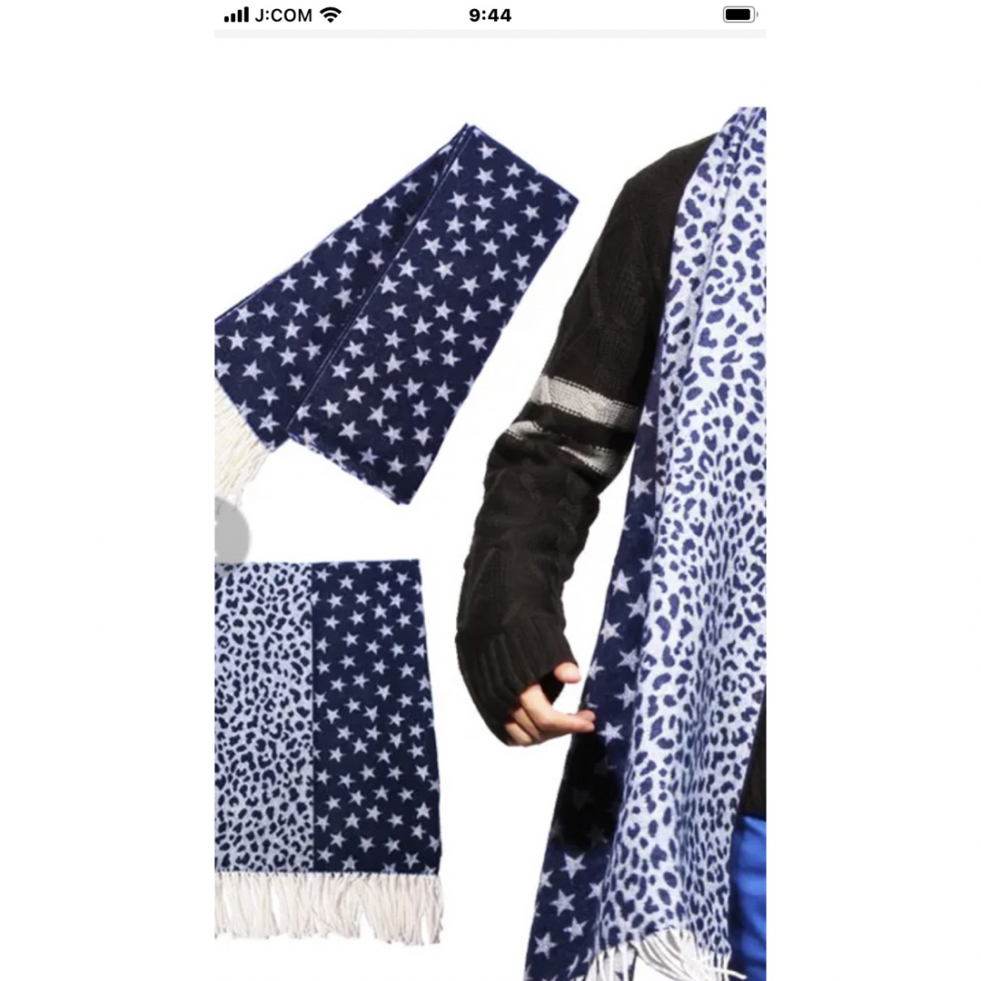 スター星柄　　豹柄　ロングマフラー レディースのファッション小物(マフラー/ショール)の商品写真
