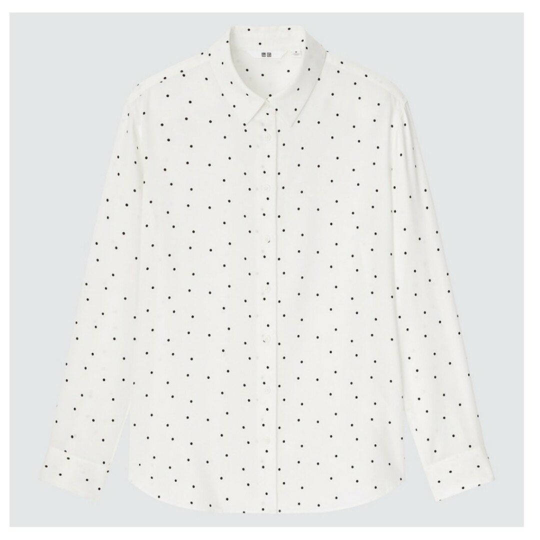 UNIQLO(ユニクロ)の新品・タグ付き【UNIQLO】レーヨンブラウスドット長袖 レディースのトップス(シャツ/ブラウス(長袖/七分))の商品写真