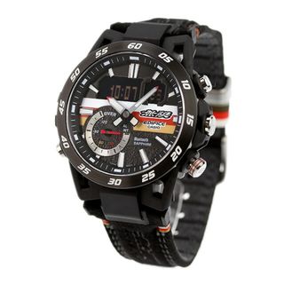 カシオ(CASIO)の【新品】カシオ CASIO EDIFICE 腕時計 メンズ ECB-40MU-1ADR エディフィス 「無限」 50周年記念 コラボレーションモデル ソスペンシオーネ クオーツ ブラックxブラック アナデジ表示(腕時計(アナログ))