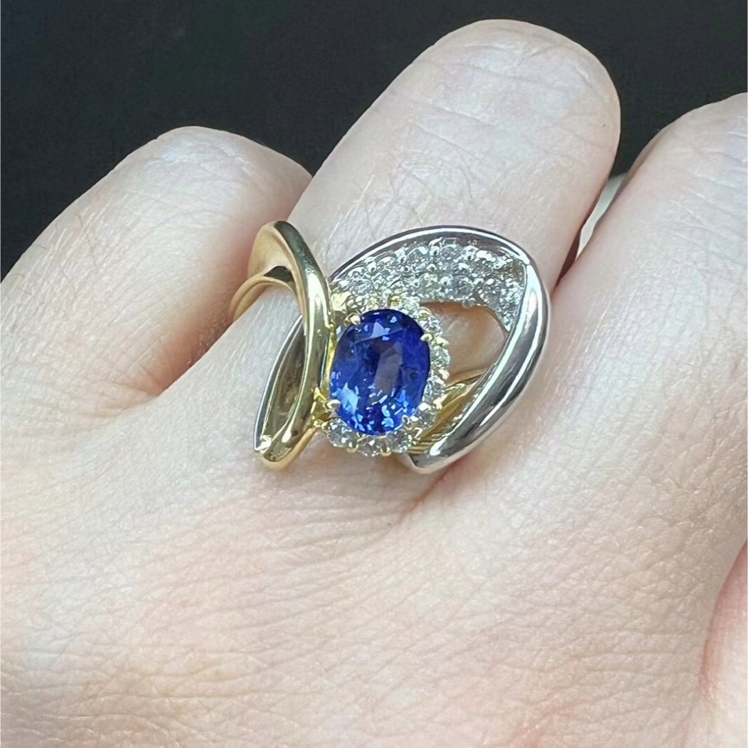 天然 ブルーサファイア ダイヤ リング1.48ct pt900/k18 r レディースのアクセサリー(リング(指輪))の商品写真