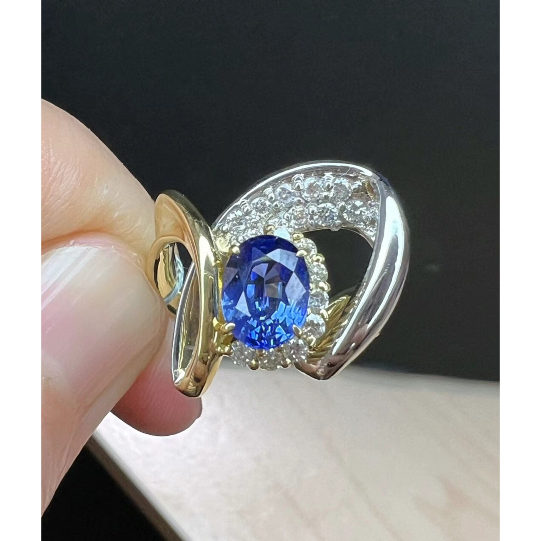 天然 ブルーサファイア ダイヤ リング1.48ct pt900/k18 r レディースのアクセサリー(リング(指輪))の商品写真