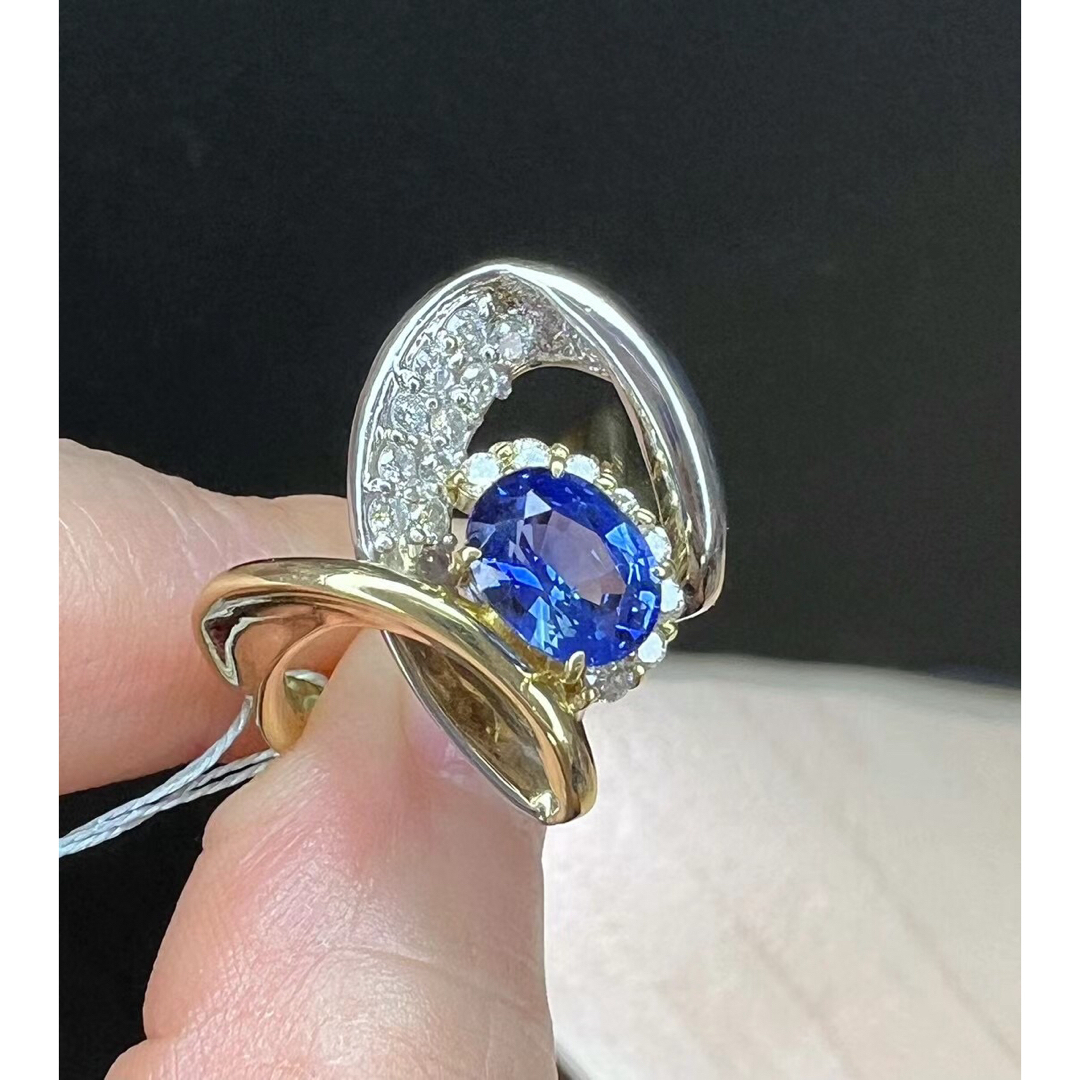 天然 ブルーサファイア ダイヤ リング1.48ct pt900/k18 r レディースのアクセサリー(リング(指輪))の商品写真