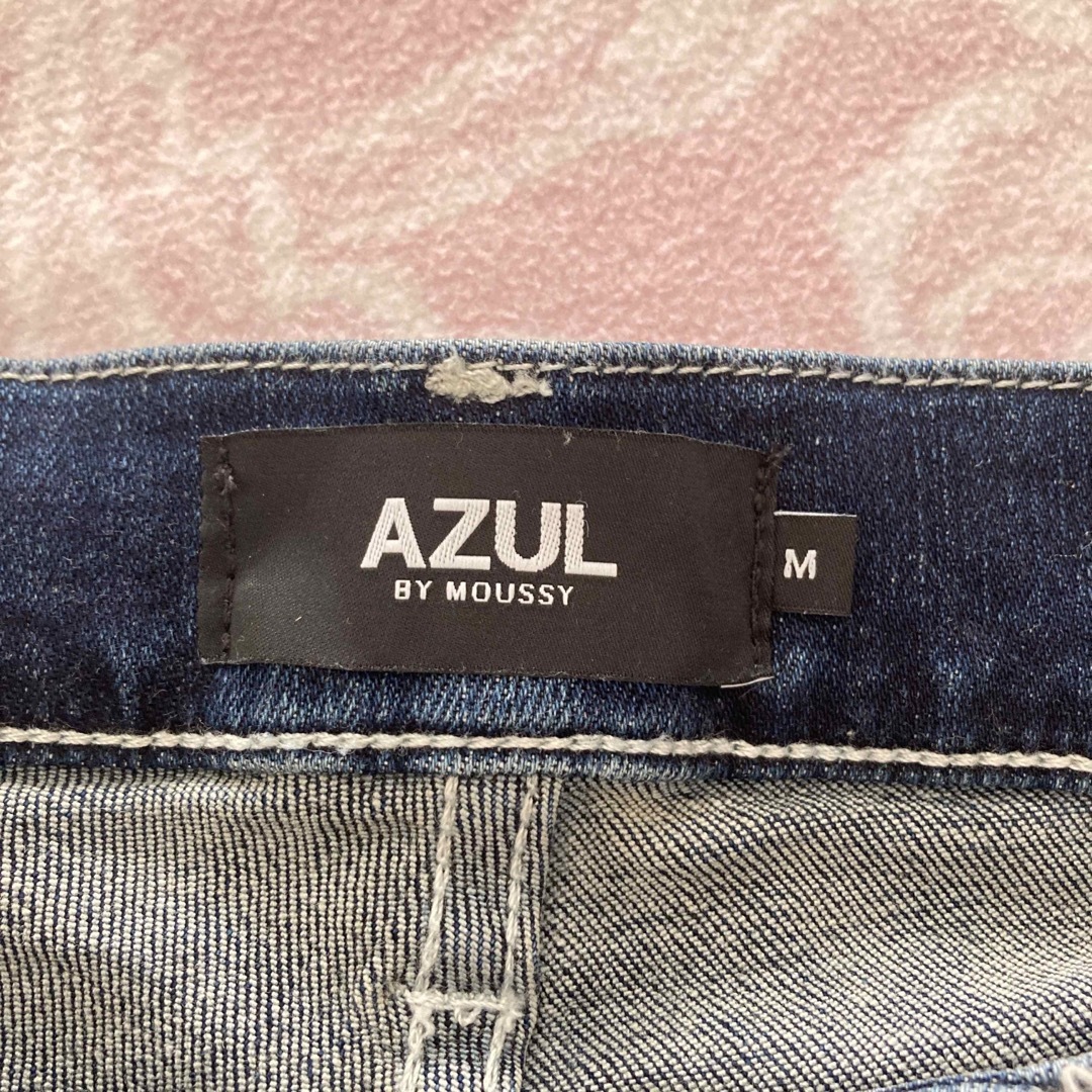 AZUL by moussy(アズールバイマウジー)のビンテージリペアスキニー　ブルー メンズのパンツ(デニム/ジーンズ)の商品写真