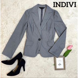 インディヴィ(INDIVI)のINDIVI ストライプ ストレッチジャケット(テーラードジャケット)