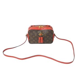 ルイヴィトン(LOUIS VUITTON)のLOUIS VUITTON ルイヴィトン ショルダーバッグ M43557 サントンジュ フリージア ブラウン レッド ゴールド金具 美品 中古 56954(ハンドバッグ)