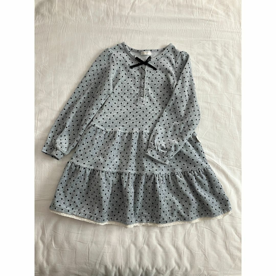 OLIVEdesOLIVE(オリーブデオリーブ)のOLIVE des OLIVE DOLL｜ワンピース　130・グレー×ドット キッズ/ベビー/マタニティのキッズ服女の子用(90cm~)(ワンピース)の商品写真