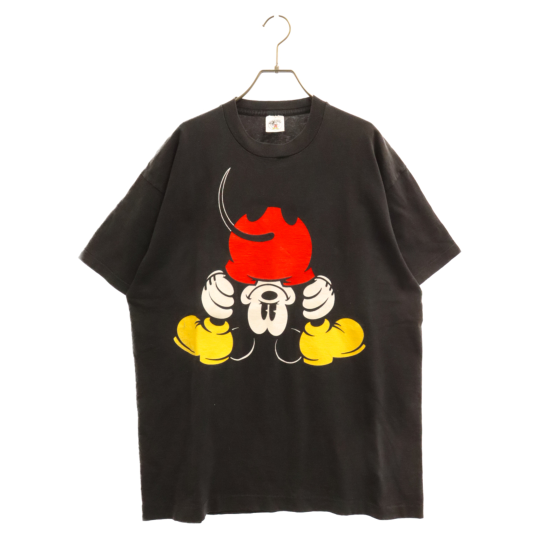 741センチ身幅VINTAGE ヴィンテージ 90s Disney Mickey Tee ミッキープリントクルーネック半袖Tシャツ カットソー ブラック