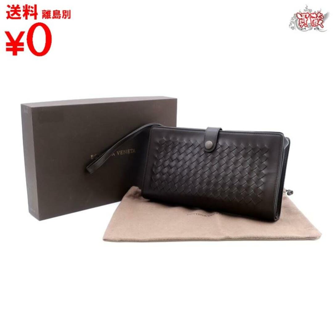 ファスナーポケット×1内側BOTTEGA VENETA　ボッテガヴェネタ　
イントレチャート クラッチバッグ　
ダークブラウン レザー  　
セカンドバッグ レディース メンズ　
【正規品】　
【買蔵】