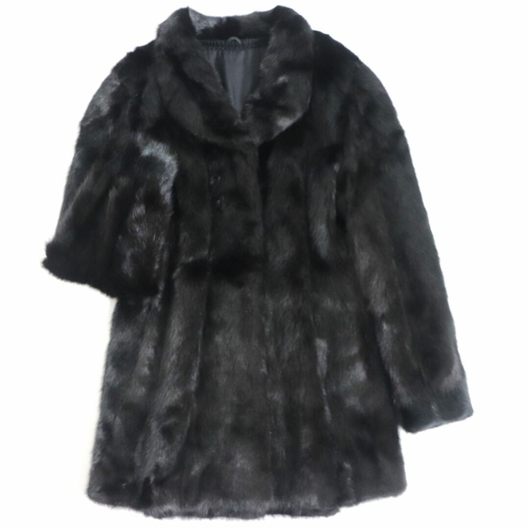 極美品▼SAGA MINK　サガミンク　本毛皮コート　ブラック　毛質艶やか・柔らか◎約78cm肩幅