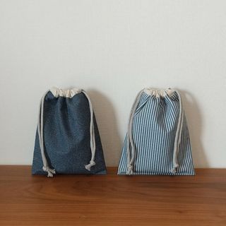 【266】給食袋 コップ袋 2点セット ハンドメイド 裏地あり(外出用品)