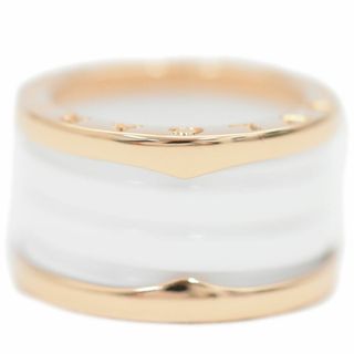 ブルガリ(BVLGARI)の本物 ブルガリ BVLGARI ビーゼロワン B-ZERO1 750 PG セラミック リング 指輪 50 8.5号 ピンクゴールド ホワイト アクセサリー ジュエリー 中古(リング(指輪))