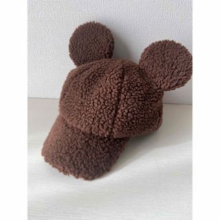 ディズニー(Disney)の美品 ディズニー ミッキーファンキャップ  ブラウン(キャラクターグッズ)