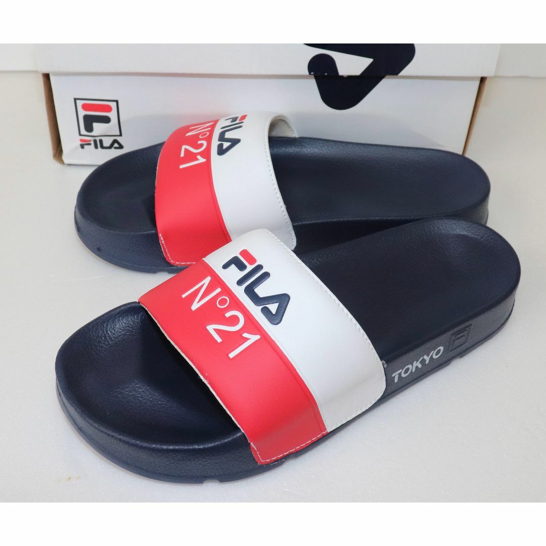 新品 N°21 × FILA ヌメロヴェントゥーノ サンダル 23cm 1008合成皮革底材