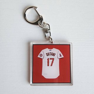 MLB　ロサンゼルス・エンゼルス　野球　ユニフォームキーホルダー　大谷翔平　白(記念品/関連グッズ)