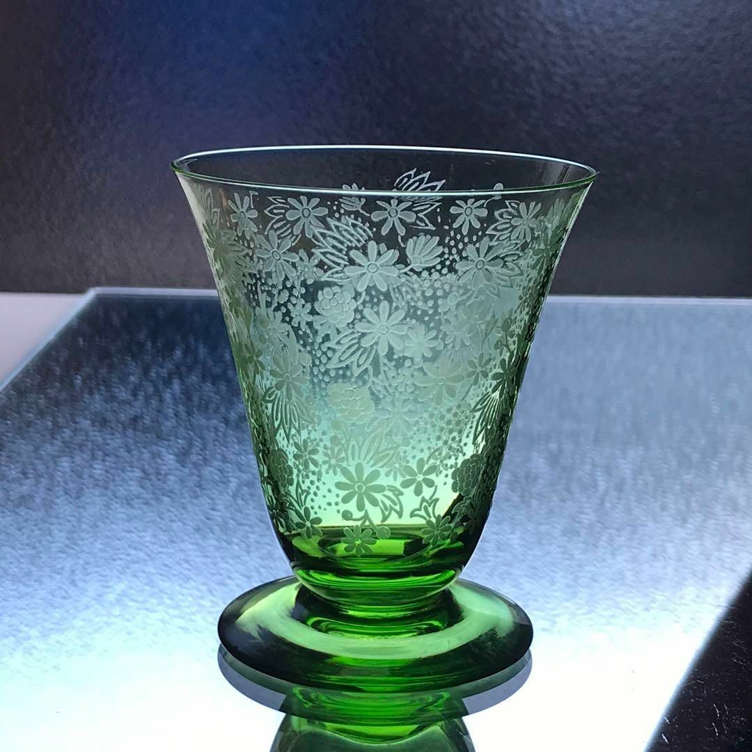 グラス/カップ希少オールドバカラBaccaratエリザベートElisabethワイングラス緑色