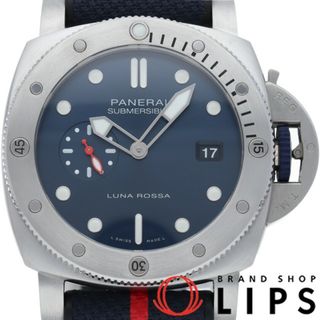 パネライ(PANERAI)のパネライ サブマーシブル クアランタ クアトロ ルナ ロッサ 世界限定1500本 Submersible Quarantaquattro Luna Rossa PAM01391 箱 保証書 バンド SS/ラバー メンズ時計 ブルー 美品 【新品】(その他)