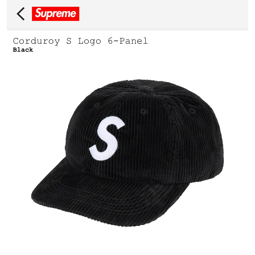 新品未使用　Supreme Corduroy S Logo 6-Panelメンズ