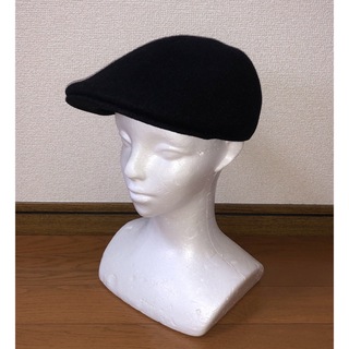 カンゴール(KANGOL)のM 美品 KANGOL シームレス ハンチングキャップ ブラック ベレー帽 黒(ハンチング/ベレー帽)