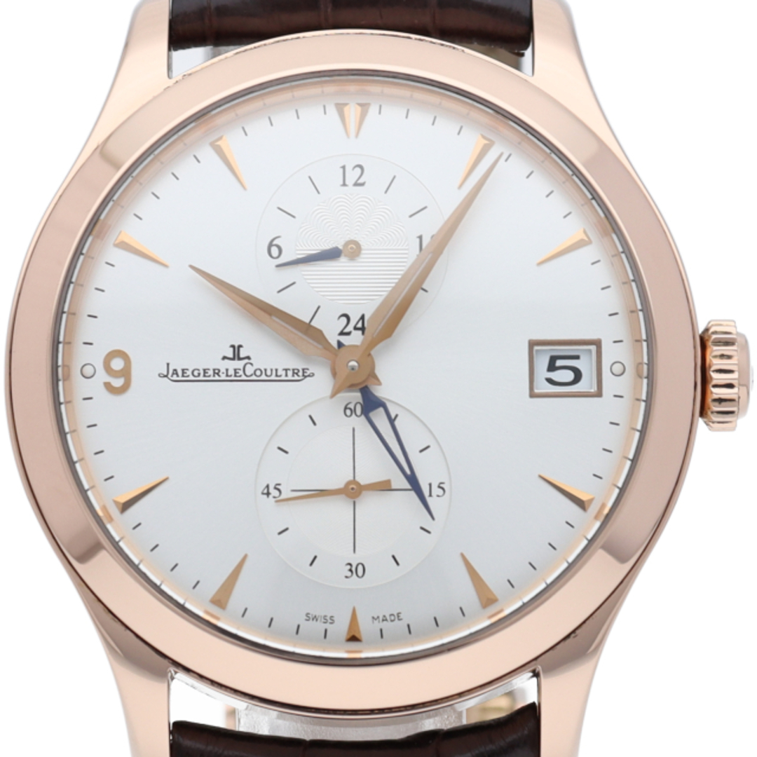 Jaeger-LeCoultre(ジャガールクルト)のジャガー・ルクルト マスター デュアルタイム ウォッチ Master Dual Time Q1622430(174.2.05.S) 箱 保証書 K18PG/革 メンズ時計 シルバー 仕上げ済 美品 【中古】 メンズの時計(その他)の商品写真