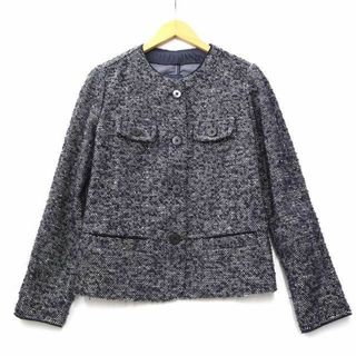 ギャップ(GAP)のギャップ GAP ウール ツイード ノーカラー ジャケット S ネイビー(その他)