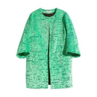 エイチアンドエム(H&M)の【美品】H&M グリーンコート(ノーカラージャケット)